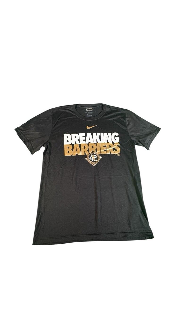 Nike Breaking Barriers Jackie Robinson 42 Dri-FIT Black Gold T-Shirt Men’s M